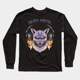 Death Metal Satanic Baphomet Cat Long Sleeve T-Shirt